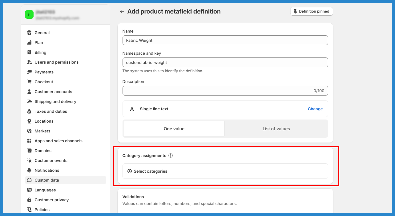 product metafield